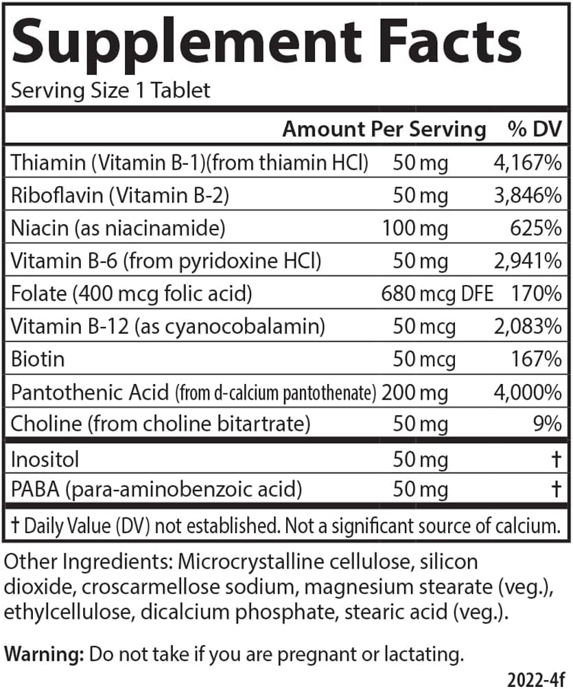 Carlson - B Compleet 50, Balanced Vitamin B Complex, Energy Production, Cellular Support & Optimal Wellness, 250 Tablets - görsel 4