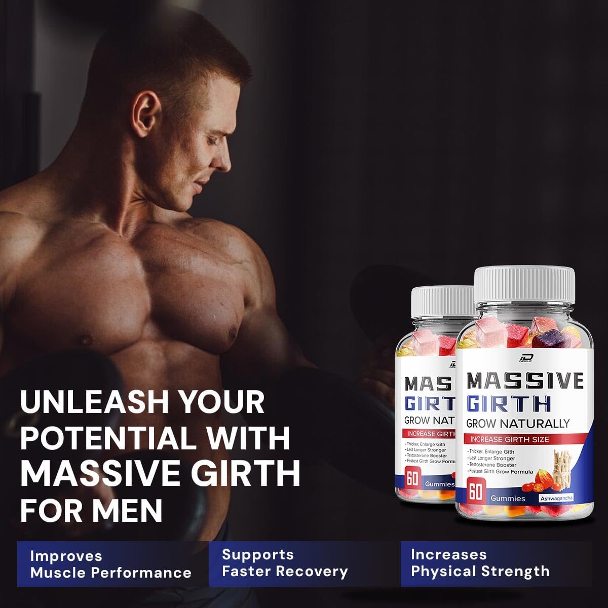 Massive Girth Hemp Gummies for Men – Advanced Formula (60 Gummies) - görsel 3