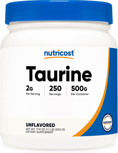 Nutricost Taurine Powder (500 Grammes) - 250 Servings