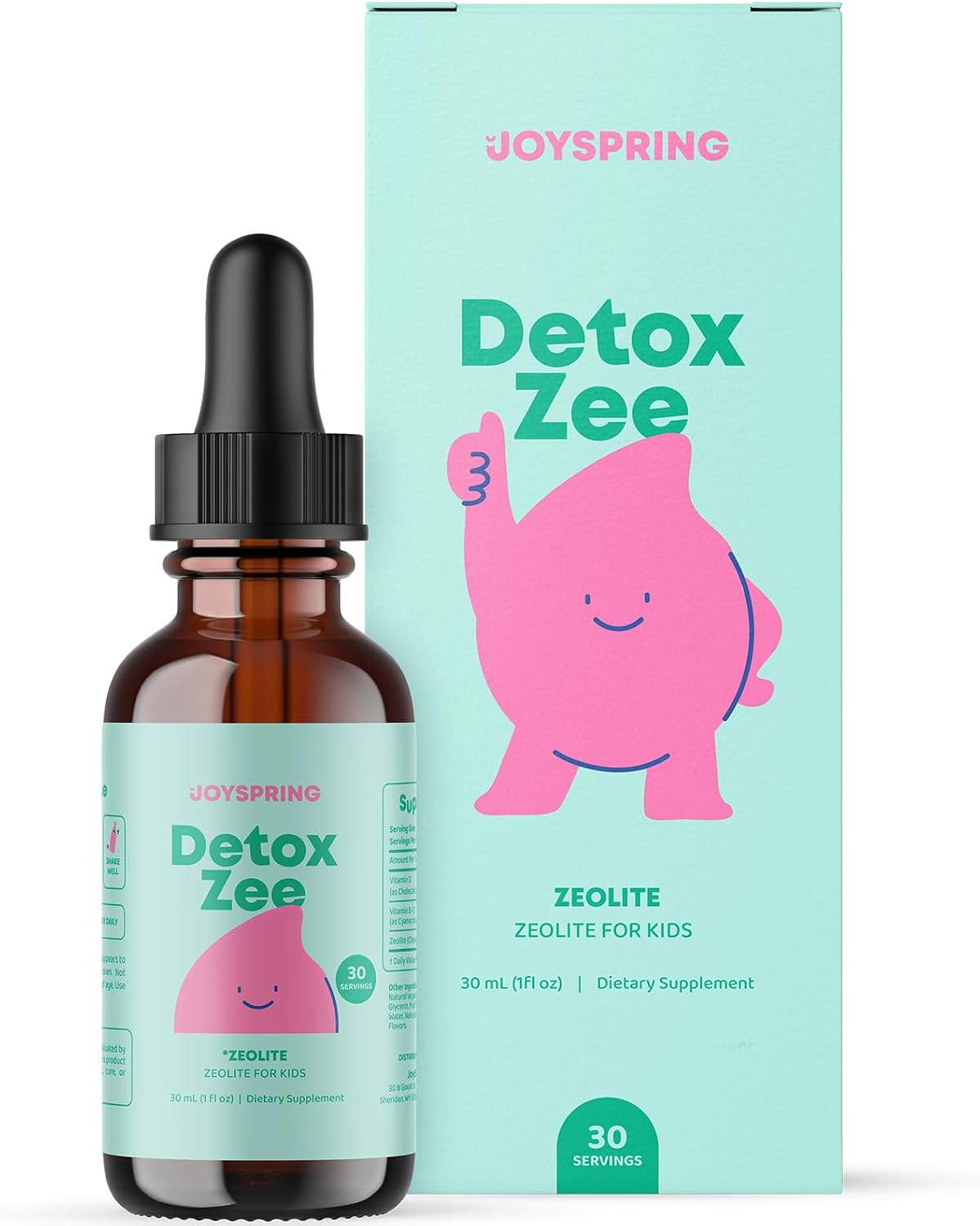 JoySpring DetoxZee Zeolite Drops for Children – Clinoptilolite Mineral Supplement with Vitamin D3 & B12 – Liquid Vitamins for Children, Mild Berry Flavour, 30 Servings - görsel 1