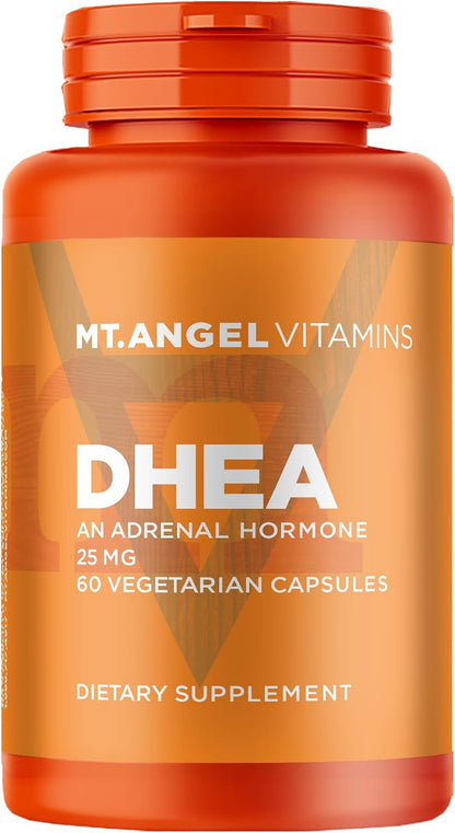 Mt. Angel Vitamins - Pure DHEA 25mg - DHEA Supplement for Men & Women - Support Healthy Ageing, Muscle Integrity, Energy & Hormonal Synthesis - Non-GMO (60 Capsules)