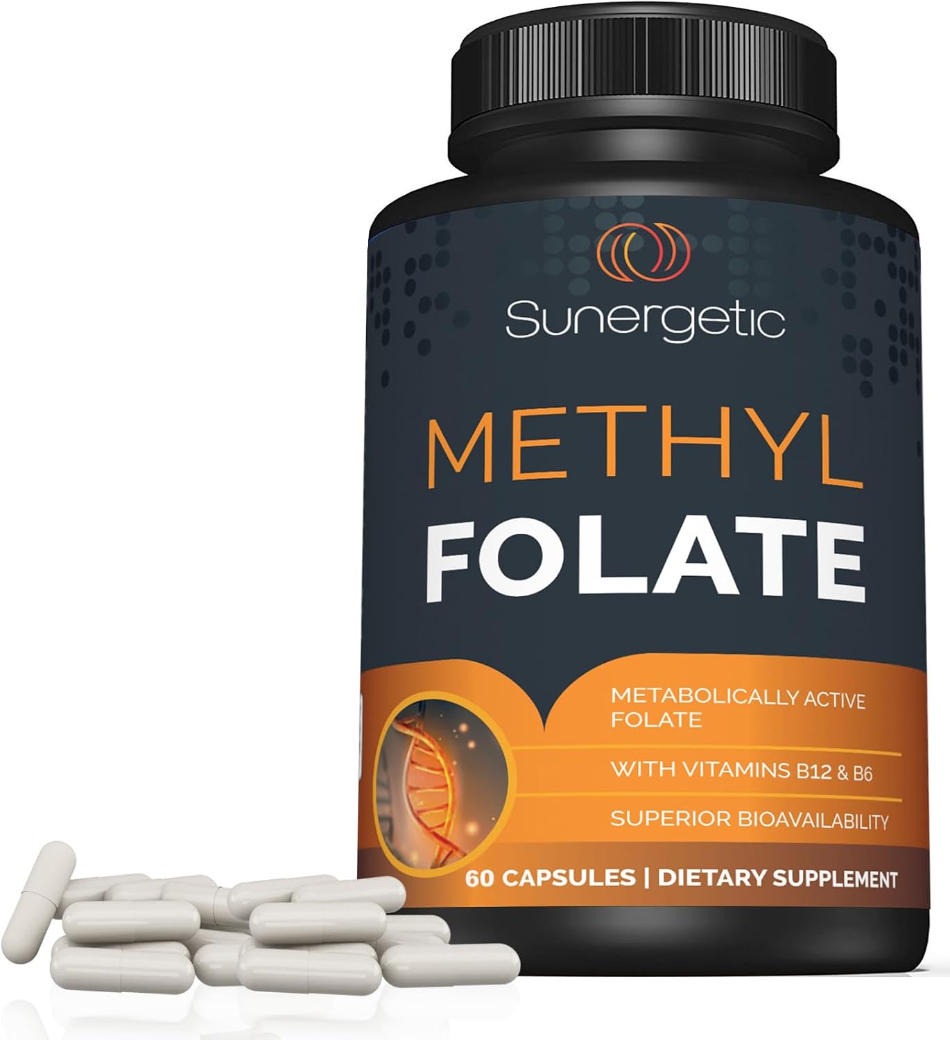 Sunergetic Premium Methyl Folate Supplement – with Methylated Vitamin B12 and Vitamin B6 – Metabolically Active Folate as Magnafolate – 400 mcg per Capsule – 60 Capsules - görsel 6