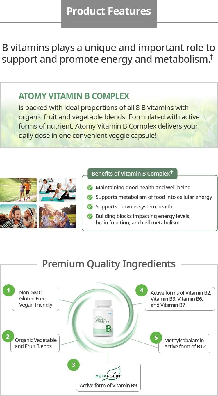 Atomy Vitamin B Complex Vegan Gluten-free Non GMO - görsel 2