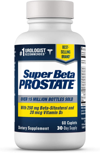 Super Beta Prostate Support Supplement – Men's Prostate Health with Beta-Sitosterol, 60 Capsules
