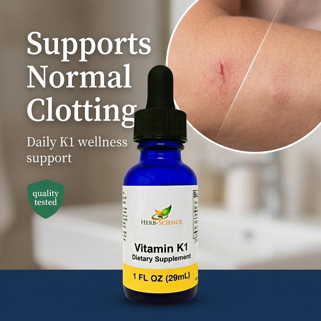 Herb-Science Vitamin K1 Drops - Cold-Processed Liquid Supplement, 30 ml (36 Servings) - görsel 3