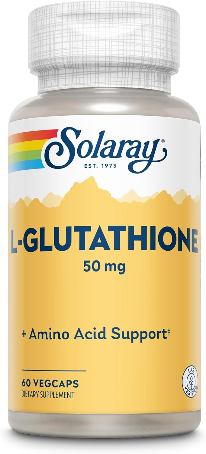 SOLARAY L-Glutathione Supplement 50 mg - Free-Form Peptide - 60 Vegetarian Capsules - görsel 1