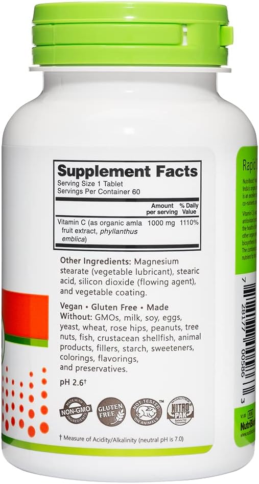 NutriBiotic Amla Vitamin C, 60 Tablets - görsel 3