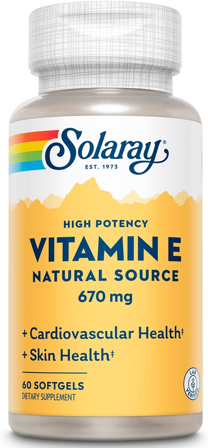 SOLARAY Vitamin E 1000 IU Softgel Capsules – d-Alpha Tocopherol Antioxidant Support - görsel 1