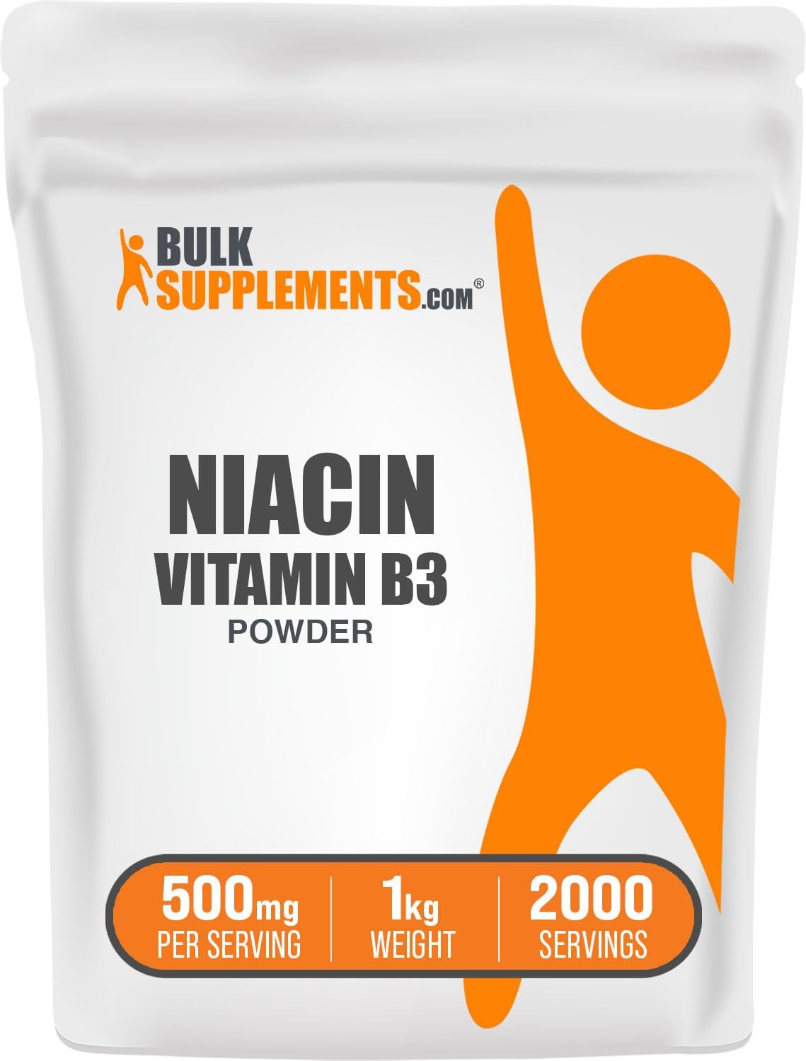 BulkSupplements.com Niacin Powder – Vitamin B3 (500mg per Serving, 1kg) - görsel 1
