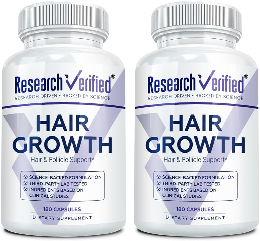 Research Verified Hair Growth Support - Biotin, DHT Blockers & Vitamins - 360 Capsules (6-Month Supply) - görsel 1