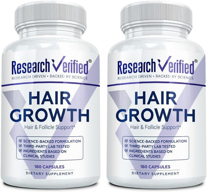 Research Verified Hair Growth Support - Biotin, DHT Blockers & Vitamins - 360 Capsules (6-Month Supply)