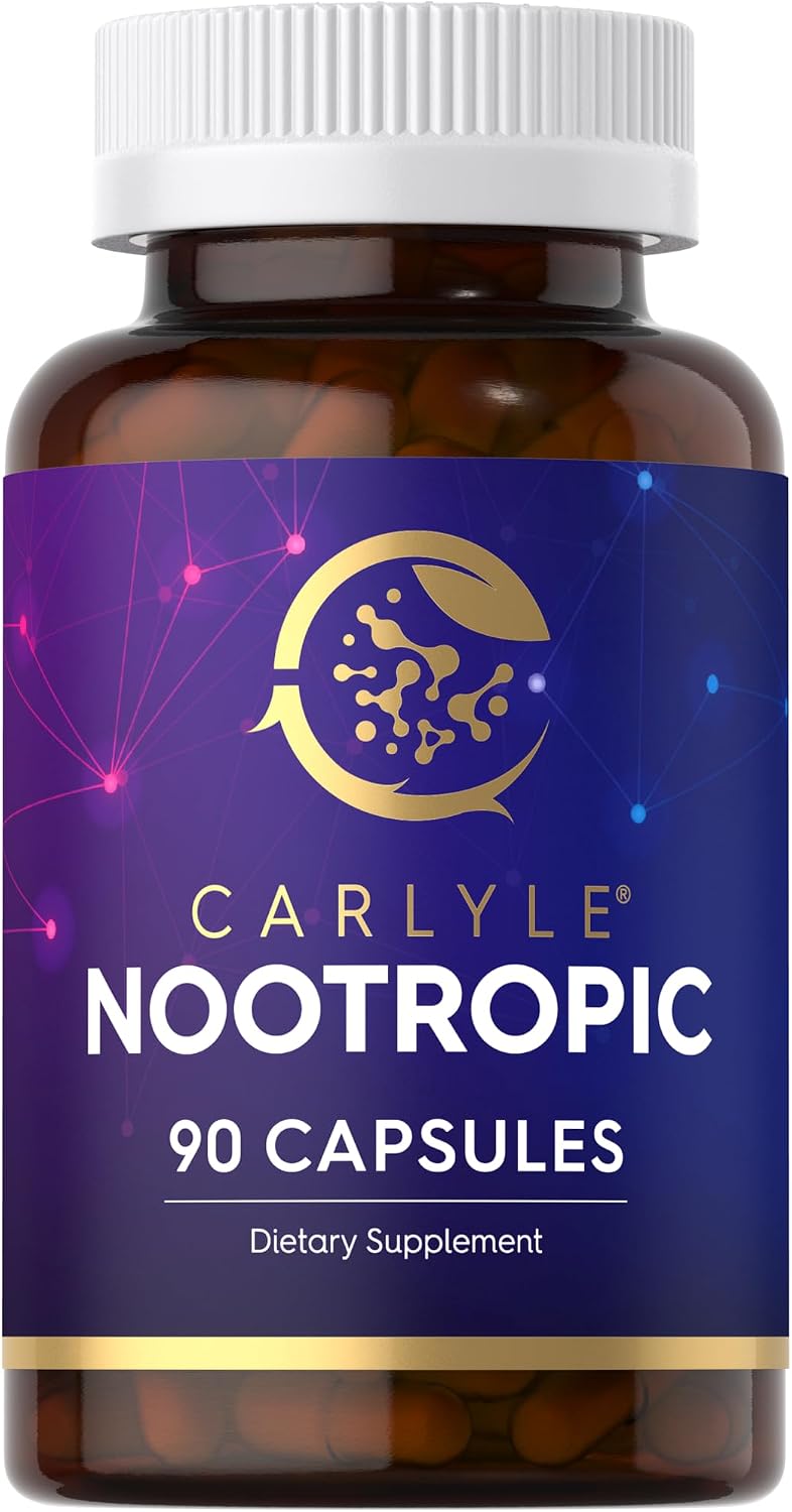 Carlyle Brain Nootropic Supplement | 90 Capsules | with Caffeine, B12, and Guarana Extract | Non-GMO & Gluten-Free - görsel 1