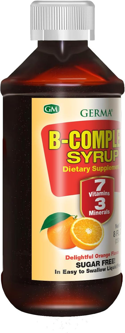 Germa B-Complex Syrup, Sugar Free, Orange Flavour, 8 fl oz