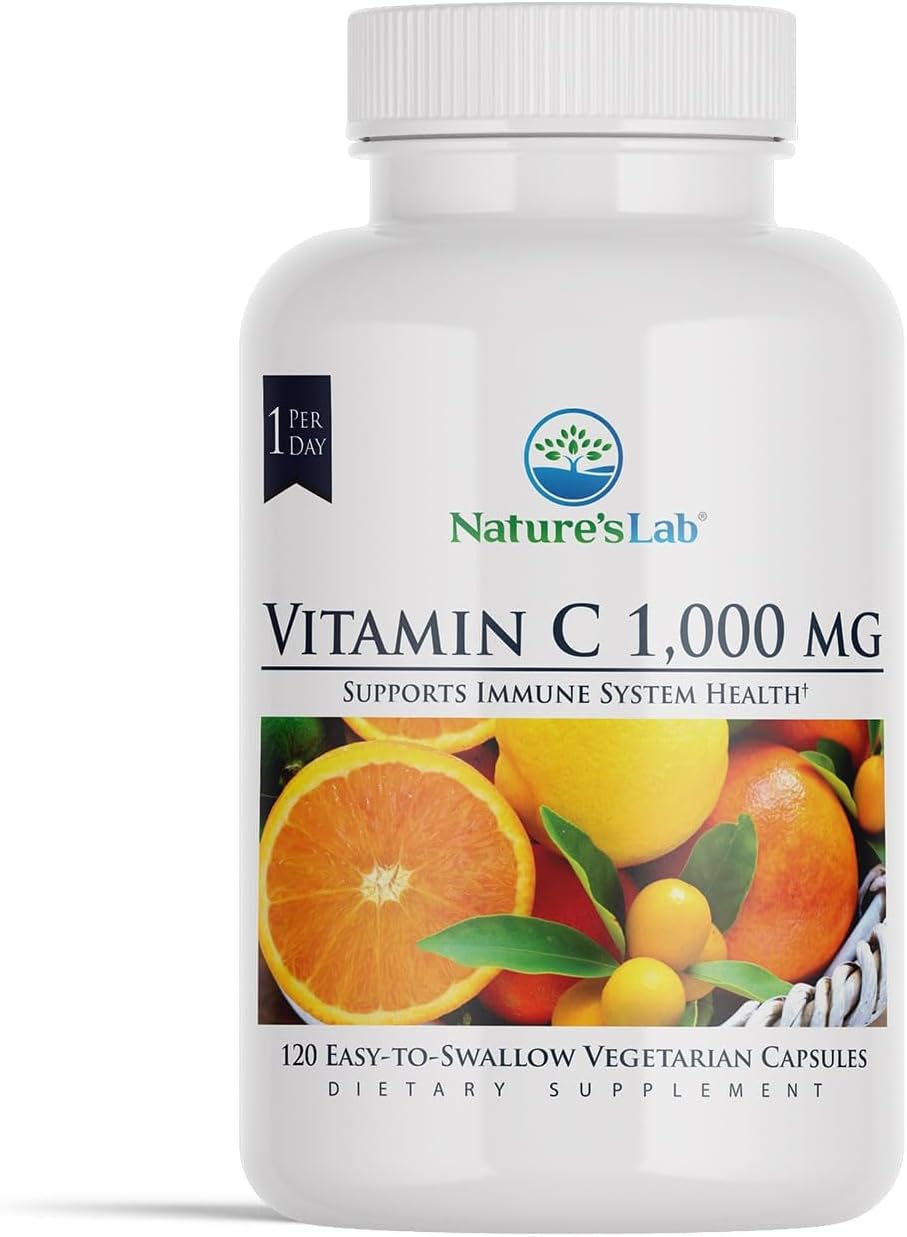 Nature's Lab Vitamin C 1000mg Per Capsule - Supports the Normal Function of the Immune System, 120 Capsules - görsel 1