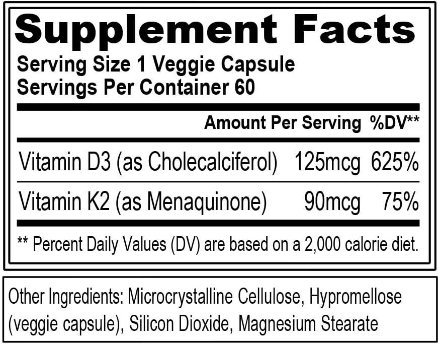 Evlution Nutrition Vitamin D3 & K2 Supplement – 5000IU D3 with 90mcg MK7, 60 Veggie Capsules - görsel 2