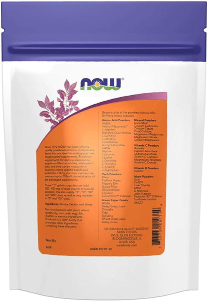 NOW Foods Empty Gelatin Capsules, Size 1, 500 Count