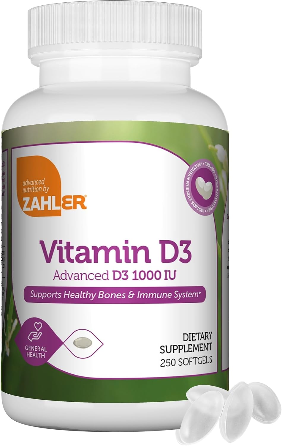 Zahler Advanced Vitamin D3 1000 IU Softgels, 250 Count - görsel 1
