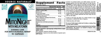 Source Naturals MitoNight® with Melatonin, Evening Care for Mitochondrial Support* - 90 Capsules
