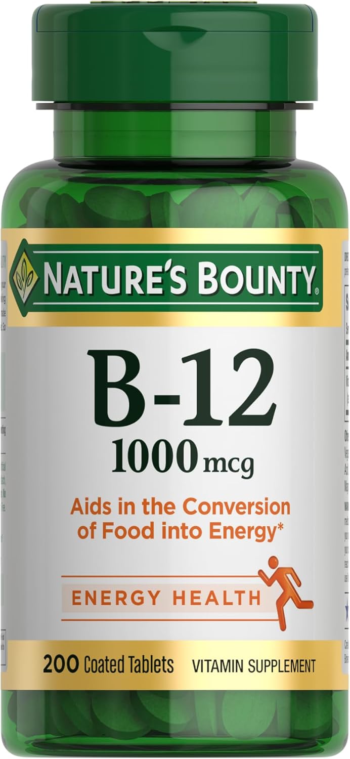 Nature's Bounty Vitamin B12 1000 mcg, Supports Energy Metabolism, 200 Tablets - görsel 1
