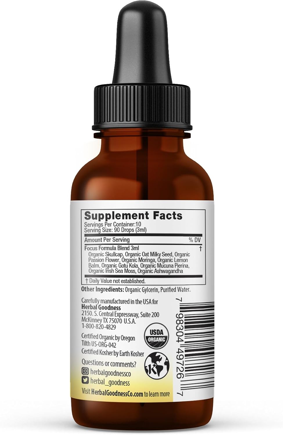 Herbal Goodness Children's Focus Formula Liquid Extract - Ashwagandha & Moringa for Attention and Concentration - 30 ml - görsel 2