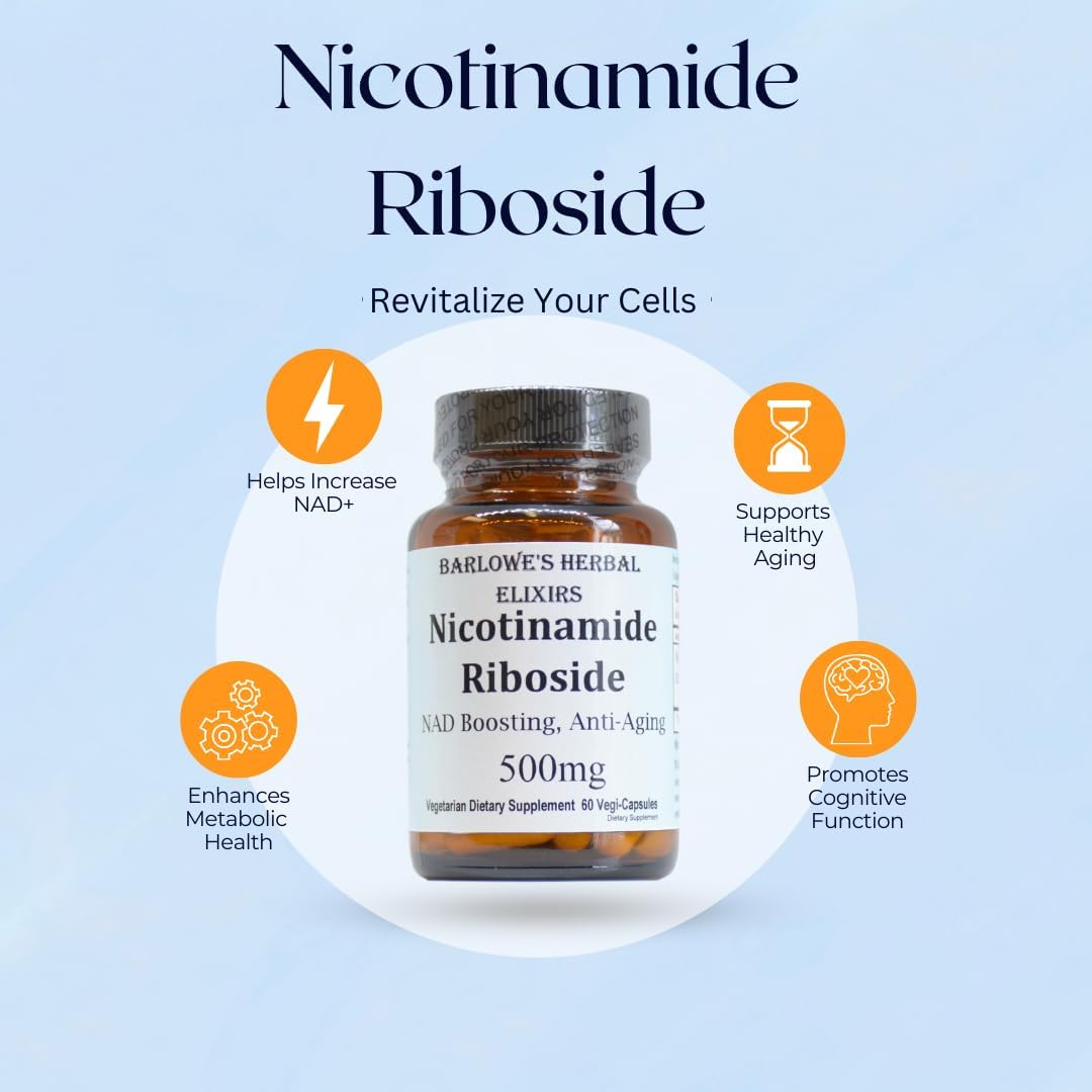 Barlowe's Herbal Elixirs Nicotinamide Riboside 500mg - NAD+ Precursor - 60 Capsules - görsel 3