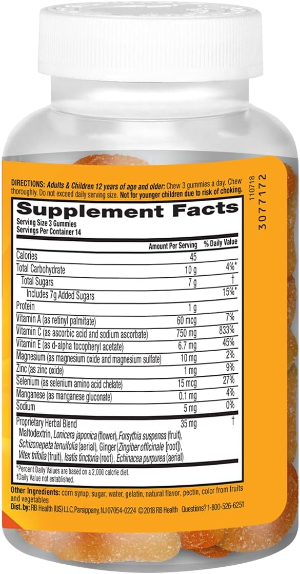 Airborne 750mg Vitamin C Gummies for Adults, Immune Support Supplement with Vitamins C & E, Zesty Orange Flavour (2 Pack) - görsel 8