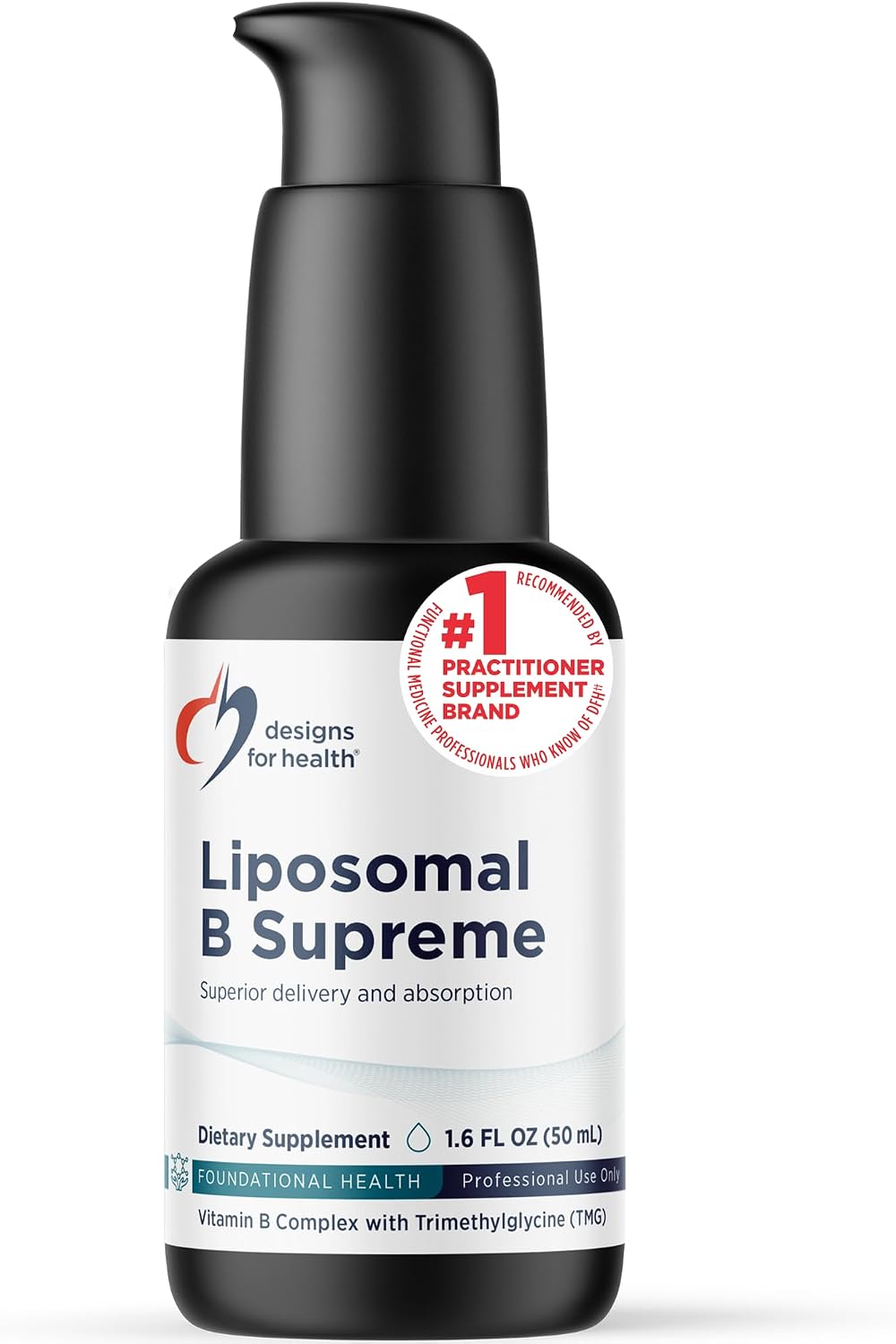 Designs for Health Liposomal B Supreme - Liquid B Vitamin Complex with Enhanced Absorption - Folate, Vitamin B12, B6, Biotin, TMG & More - Oral Delivery Pump with Citrus Flavour (50 Servings / 50 ml) - görsel 1