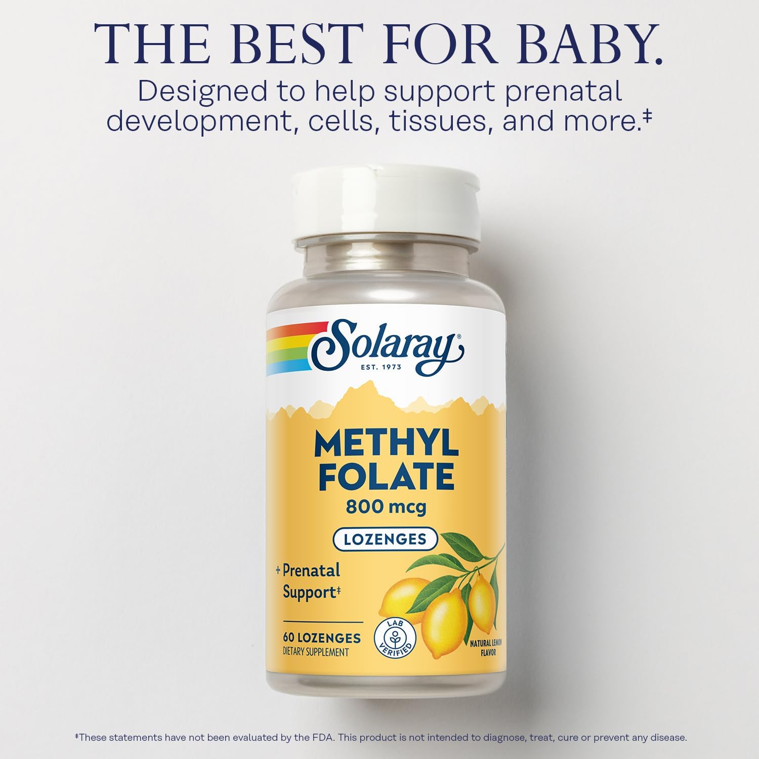 SOLARAY Methyl Folate 800 mcg – 5-MTHF Active Folate Supplement – Natural Lemon Flavour – 60 Lozenges - görsel 3