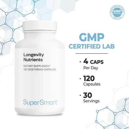 Supersmart Longevity Nutrients with Berberine & L-Theanine - Anti-Ageing Supplement - 120 Capsules