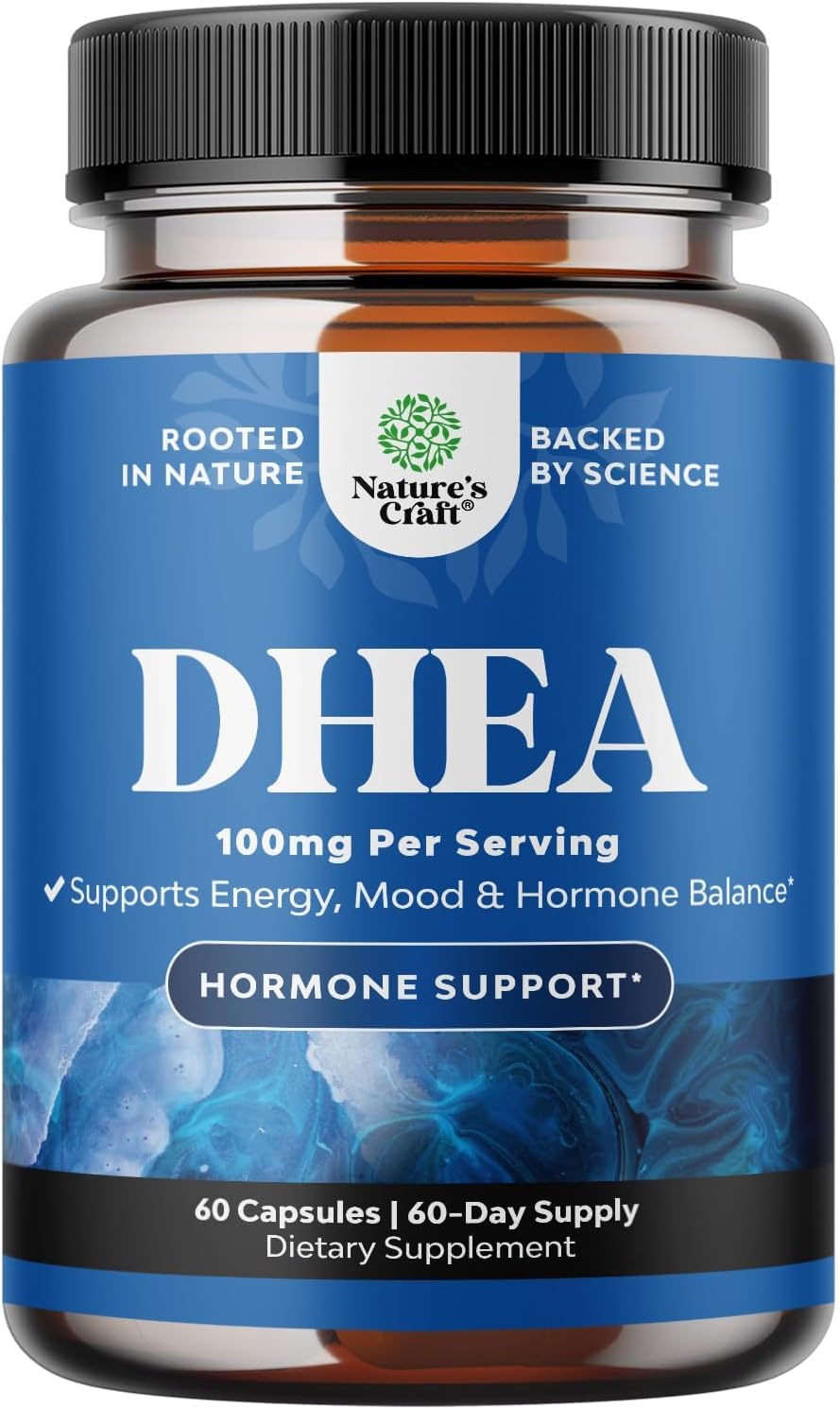 DHEA Supplement for Women & Men – 100mg per Serving – Hormone Balance Support – 60 Capsules - görsel 1