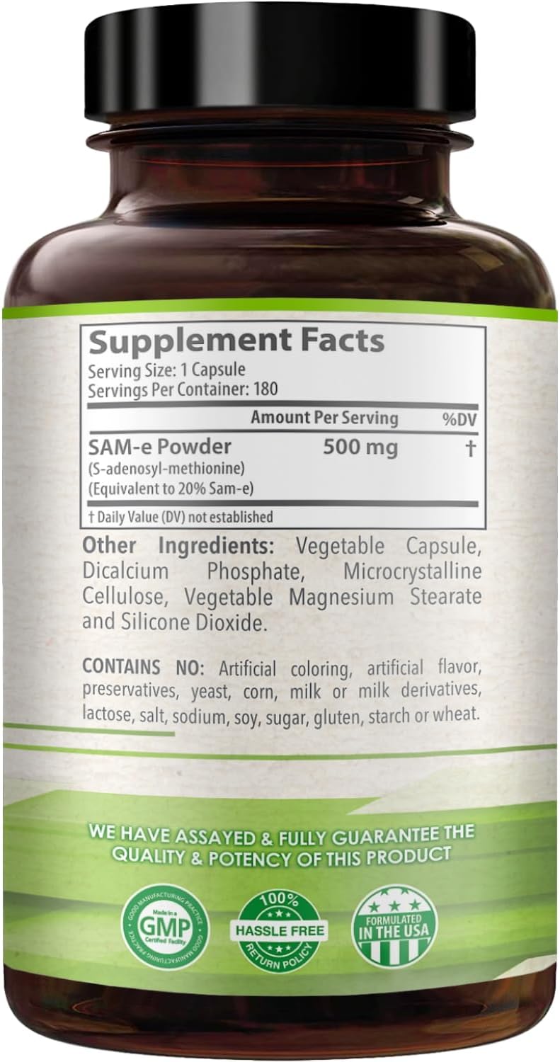 HealthyWayRx SAM-e 500mg Supplement – S-Adenosyl-L-Methionine for Brain, Liver & Mood Support – 180 Capsules - görsel 3