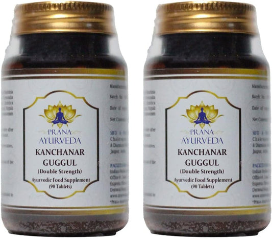 Kanchanar Guggulu (Double Strength) - Ayurvedic Supplement - 90 Tablets (Pack of 2)