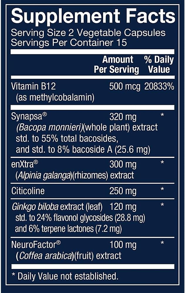 Advanced Nootropic Formula - Supports Cognitive Health & Brain Function (30 Vegetarian Capsules) - görsel 2