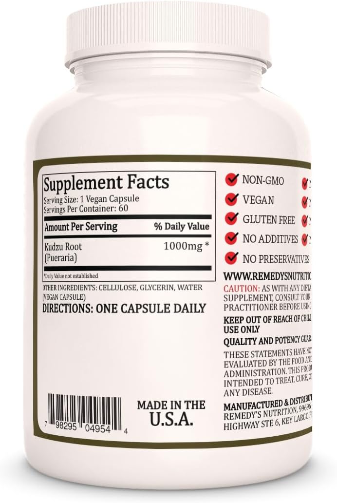 Remedy's Nutrition Kudzu Root | 1000mg Vegan Capsules | 60 Count - görsel 2