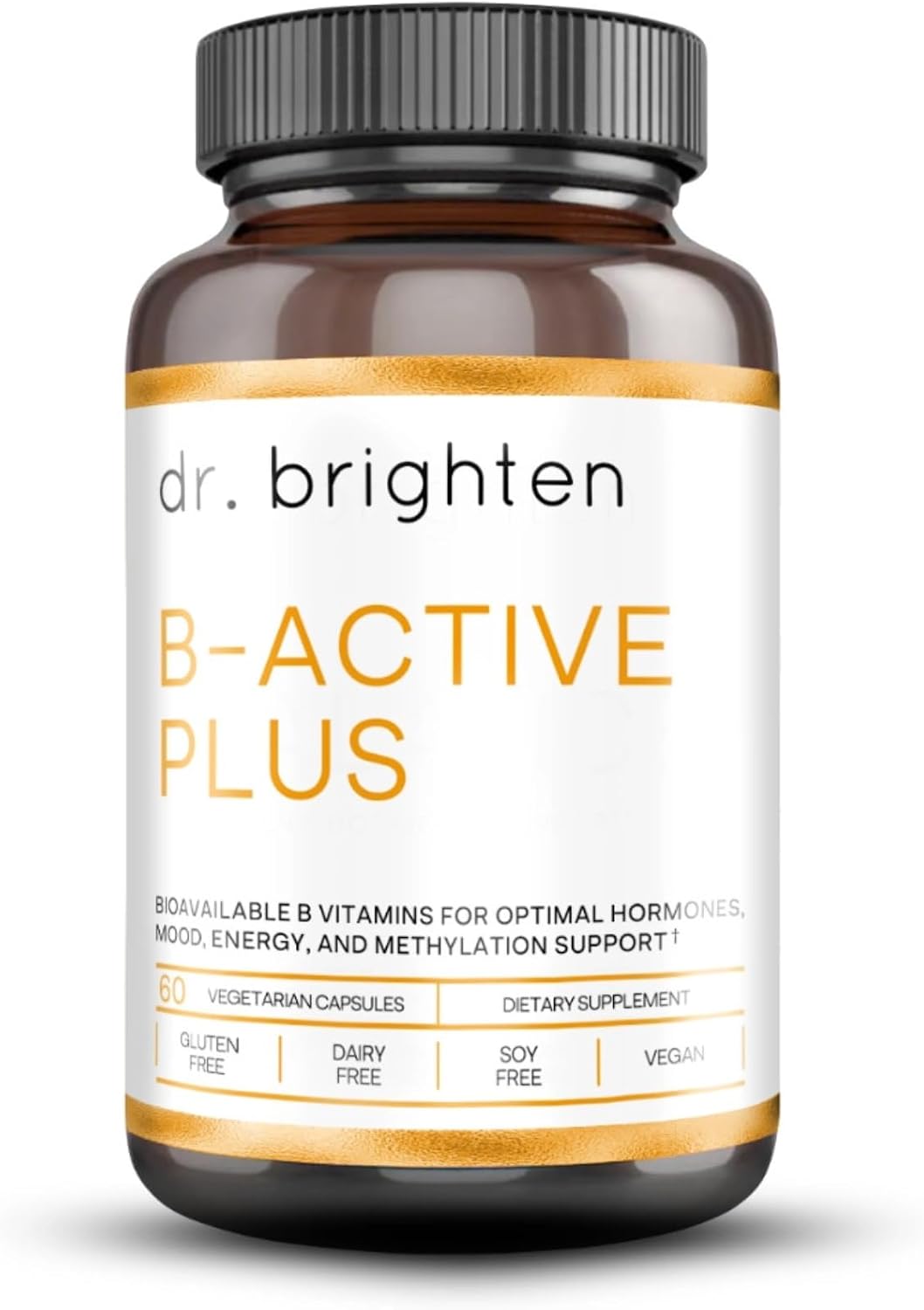 Dr. Brighten B-Active Plus — Vegan B Vitamin Supplement for Energy, Metabolism, Heart Health and Memory, 60 Capsules - görsel 1