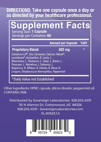 GastroDefense Stomach Armour - Shelf-Stable Prebiotic and Probiotic - Liposomal Colostrum-LD Enhanced. Beneficial Strains Colonise and Promote Gut Health, Designed for Adult Women and Men