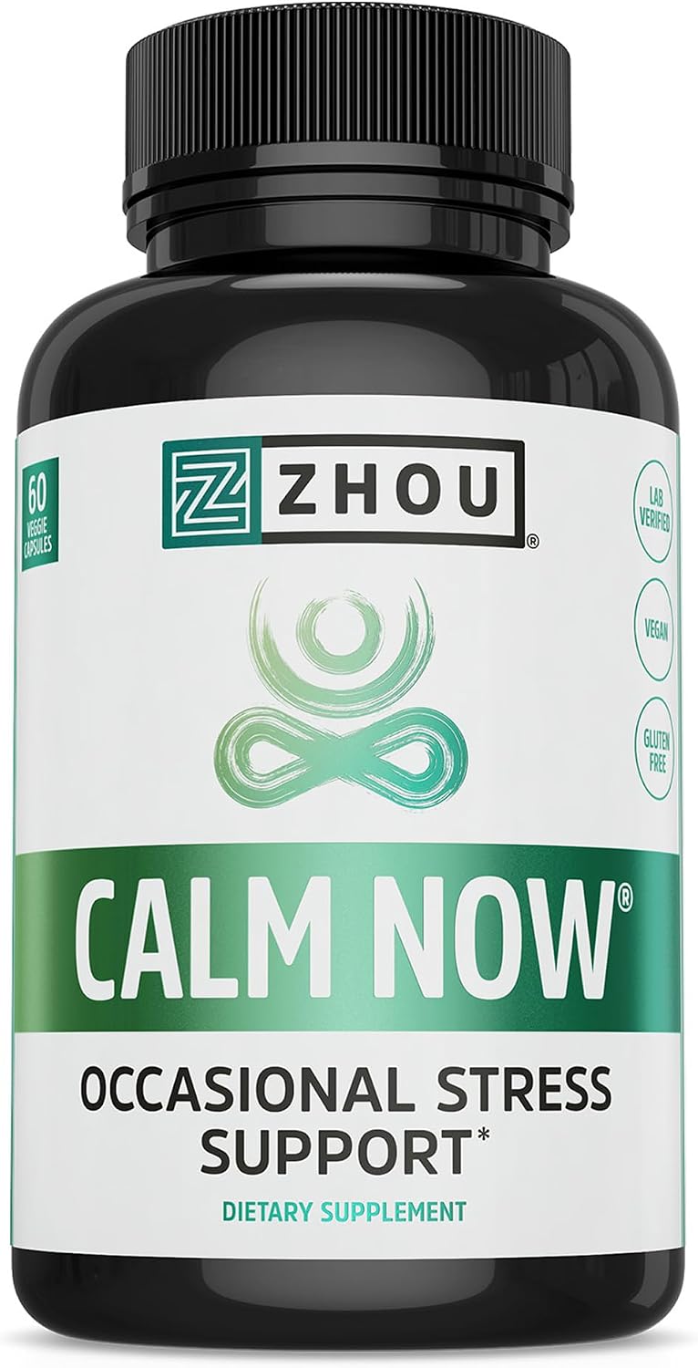 Zhou Calm Now – Calm Supplement with GABA & Ashwagandha, 60 Vegetarian Capsules - görsel 1