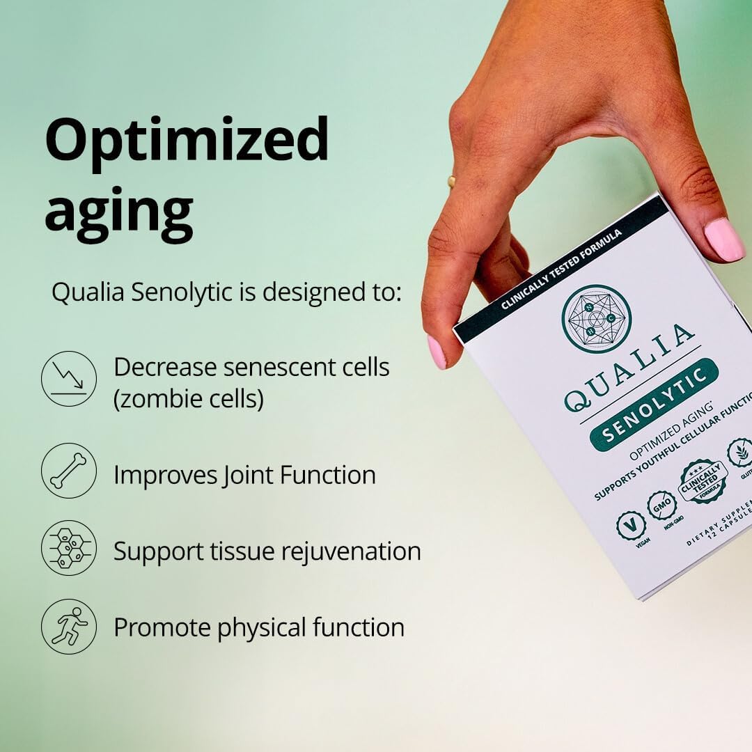 Qualia Life Sciences Qualia Senolytic Ultimate Formula for Enhanced Cell Repair & Rejuvenation 2-Day Ageing & Longevity Support Regimen with Fisetin, Quercetin, Piperlongumine, Senactiv, Curcumin (Pack of 4) - görsel 5