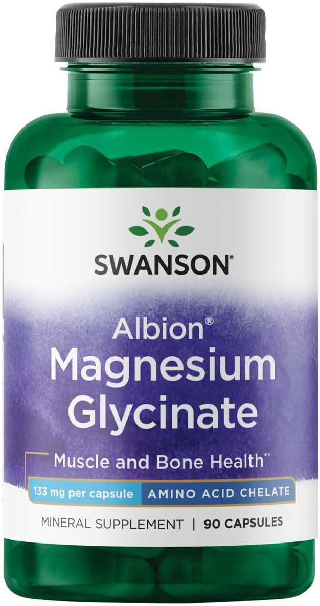 Swanson Albion Magnesium Glycinate - Chelated Magnesium Supplement - 90 Capsules (3 Pack) - görsel 9