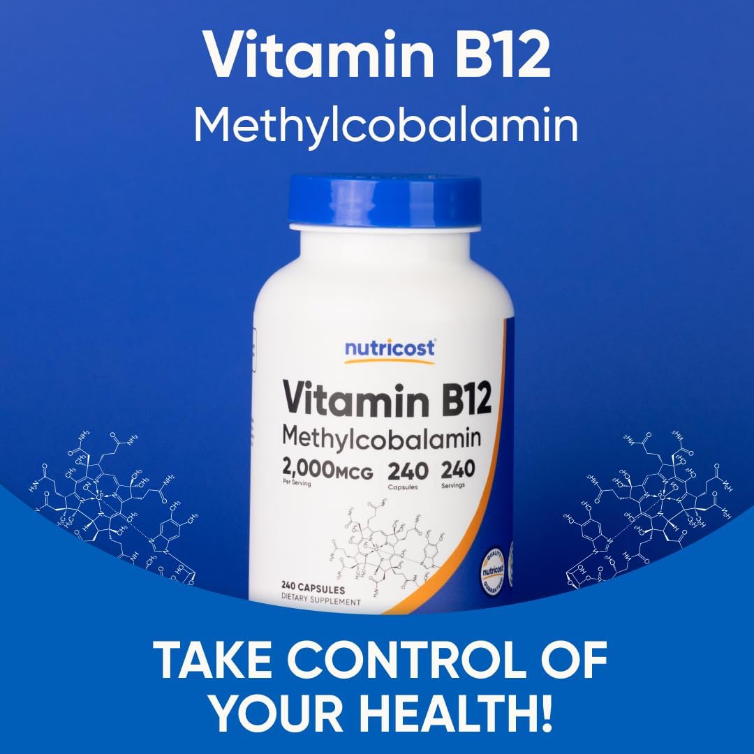 Nutricost Vitamin B12 (Methylcobalamin) 2000mcg, 240 Capsules - görsel 5