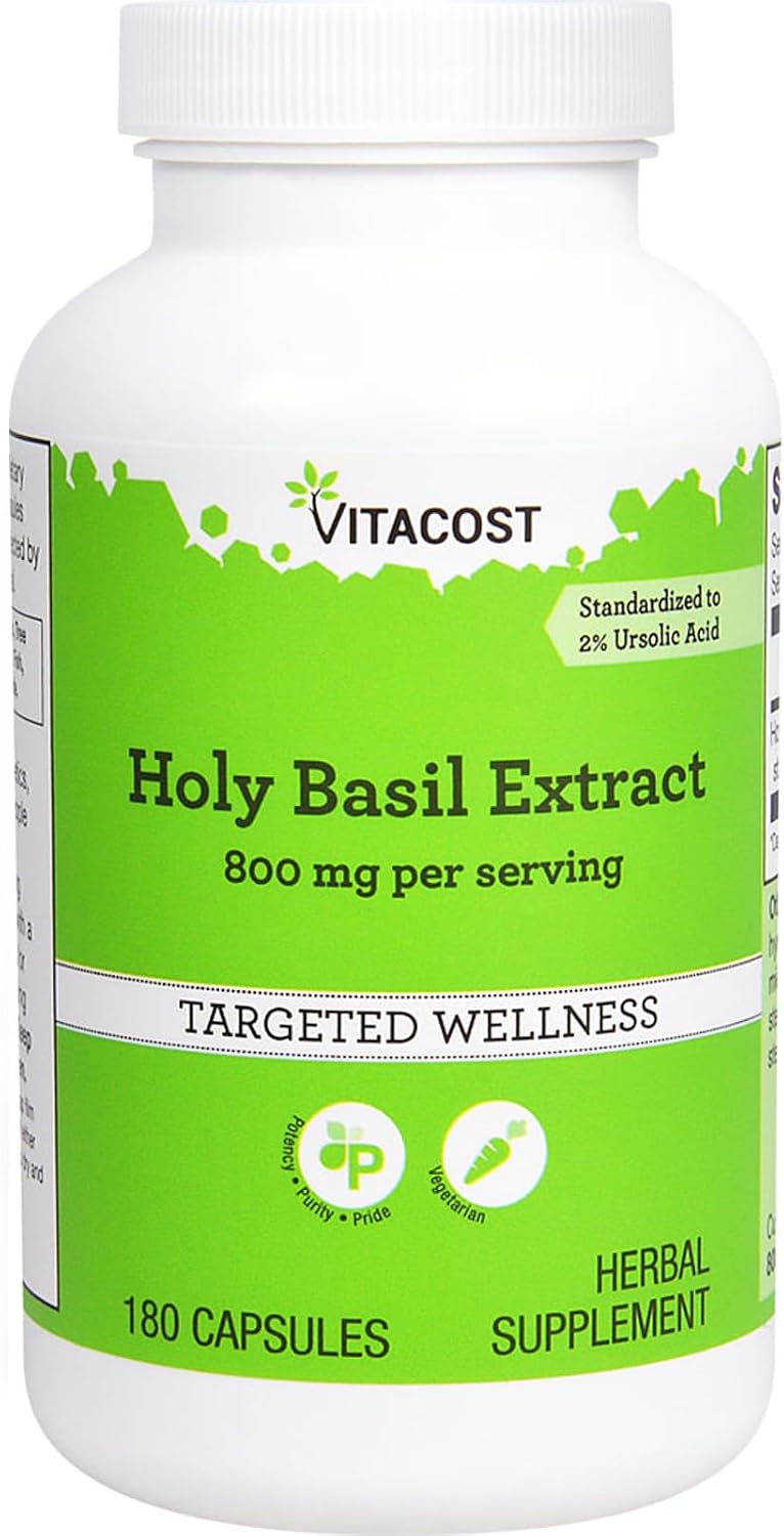 Vitacost Holy Basil Extract - 800 mg per Serving - 180 Vegetarian Capsules - görsel 1