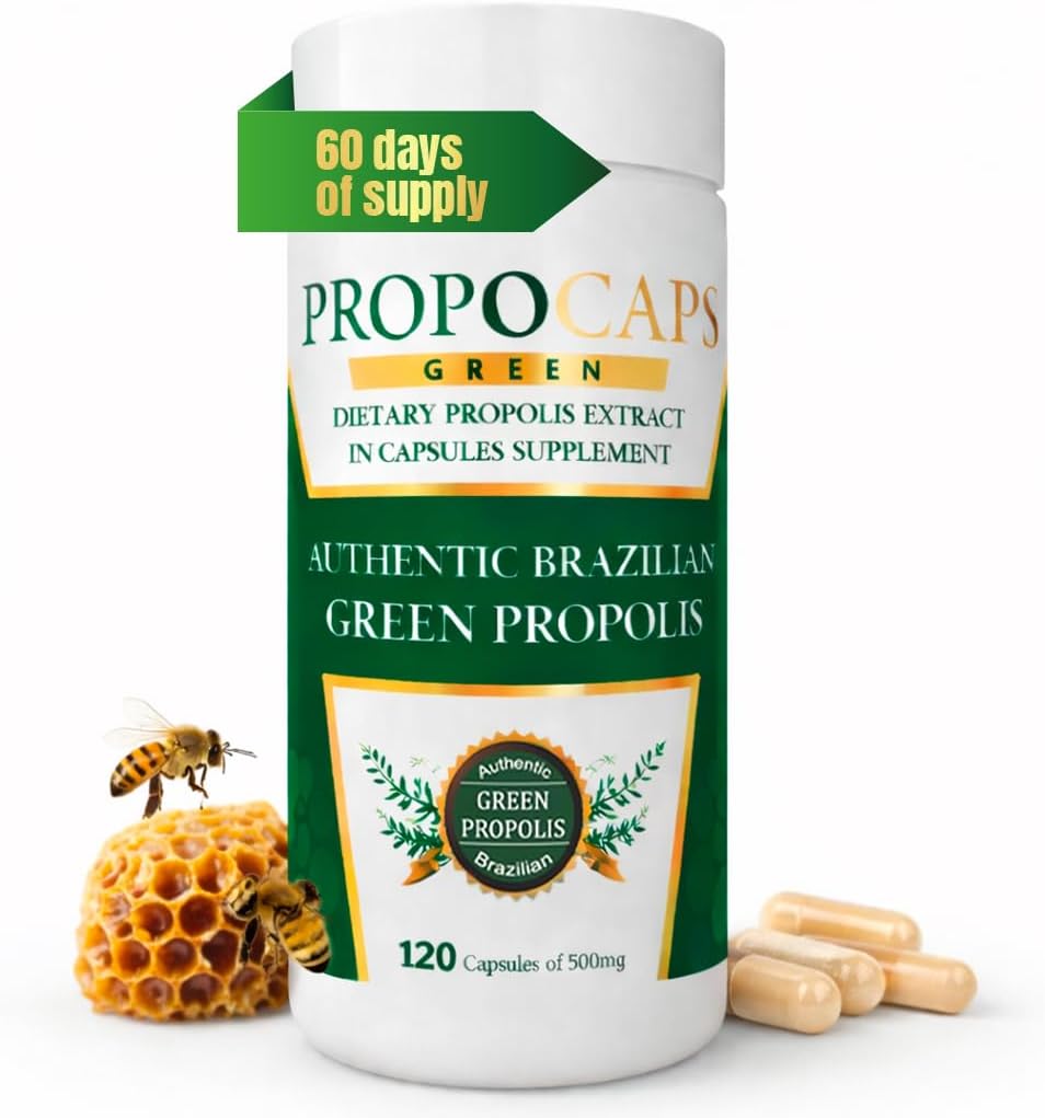 Beelife Green Propolis Capsules – 100% Brazilian Green Propolis, Immune Support, Antioxidant Booster – 120 Capsules (60-Day Supply) - görsel 1