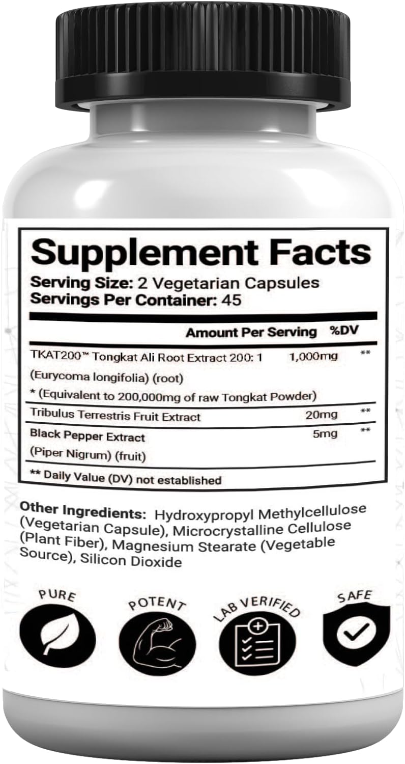 Research Labs Tongkat Ali Extract Capsules - Potent, Highly Concentrated Formula for Strength, Vitality, Drive & Muscle Support - görsel 7