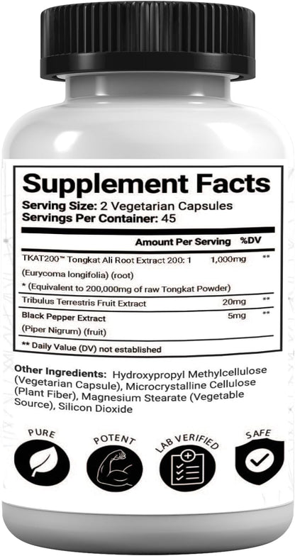 Research Labs Tongkat Ali Extract Capsules - Potent, Highly Concentrated Formula for Strength, Vitality, Drive & Muscle Support