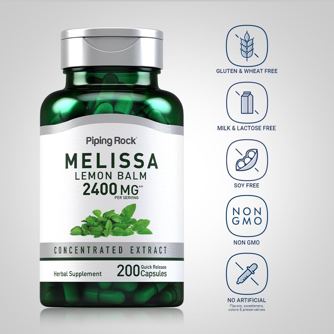 Piping Rock Lemon Balm Capsules | 200 Capsules | Non-GMO & Gluten-Free - görsel 3