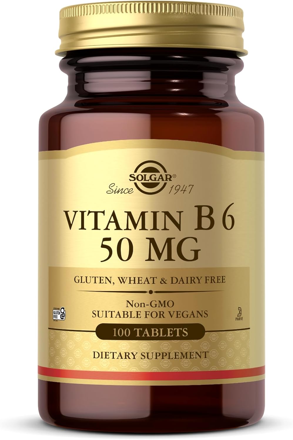 Solgar Vitamin B6 50 mg – 100 Tablets – Non-GMO, Vegan, Gluten Free, Dairy Free, Kosher, Halal - görsel 1