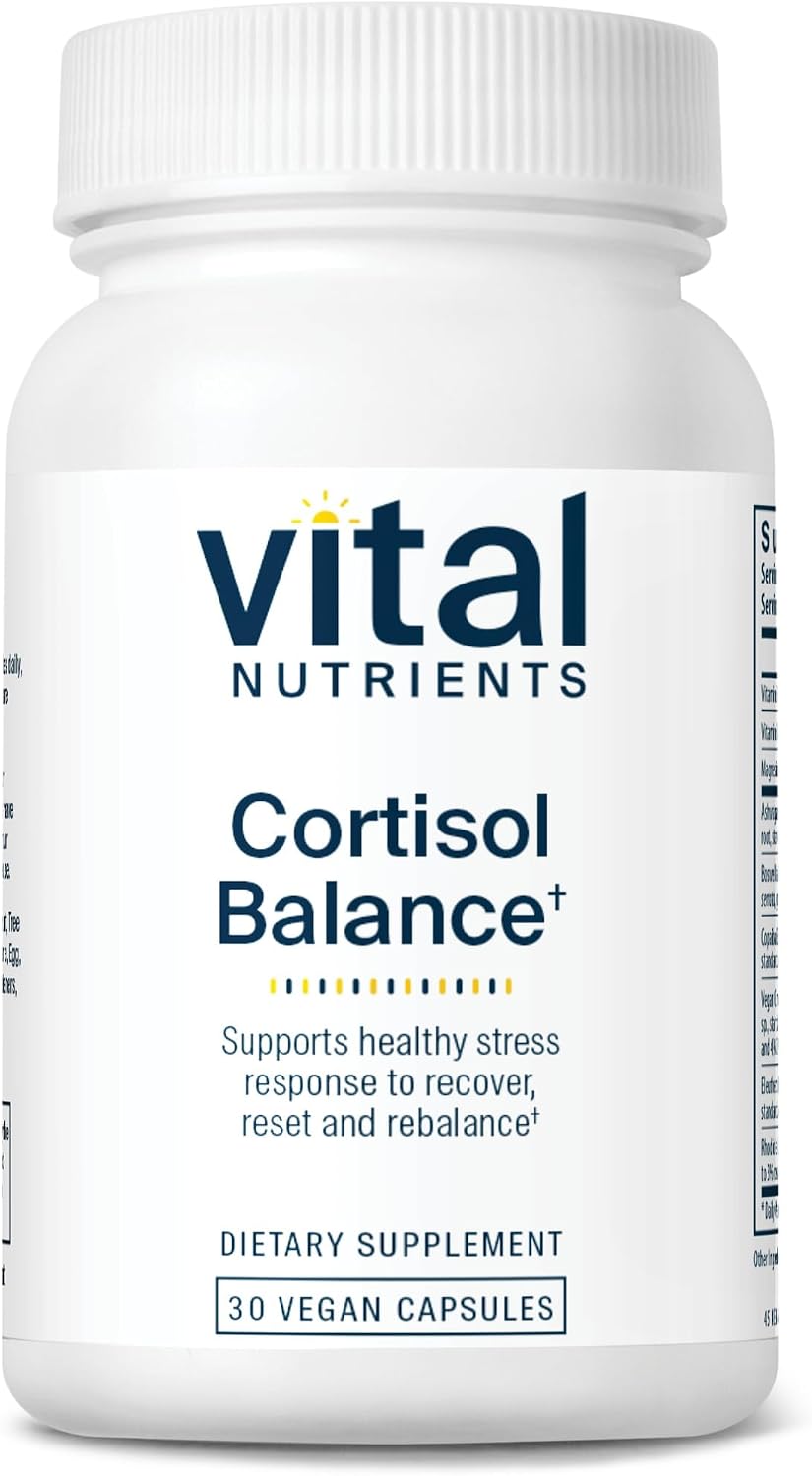 Vital Nutrients Cortisol Balance | Vegan Adrenal Support Supplement | Cortisol Manager to Support Energy & Stress Levels | Ashwagandha & Magnesium for Relaxation | Gluten, Dairy, Soya Free | 30 Capsules - görsel 1