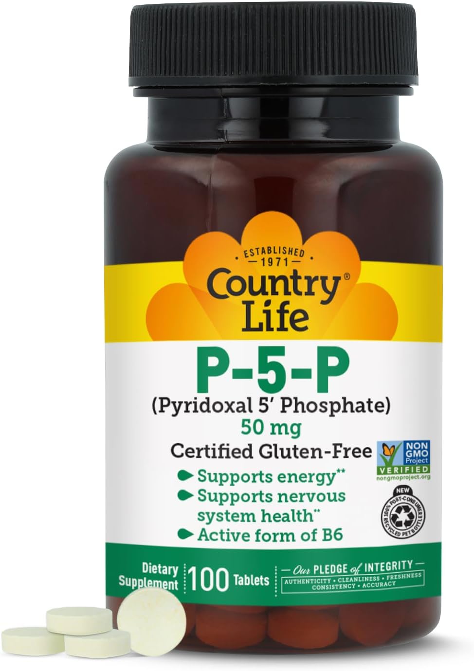 Country Life P-5-P Vitamin B6 – Bioavailable Pyridoxal-5-Phosphate – 100 Capsules - görsel 1