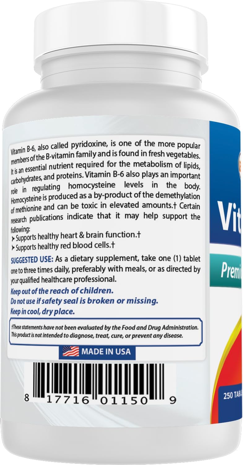Best Naturals Vitamin B-6 25 mg Tablets, 250 Tablets - görsel 7
