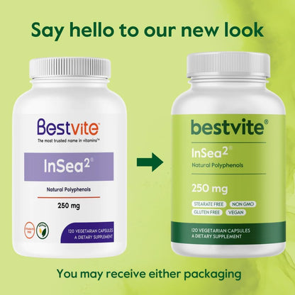 BESTVITE InSea2 250mg - Clinically Researched Blend of Kelp & Bladderwrack - No Stearates - Vegan - Non-GMO - Gluten-free
